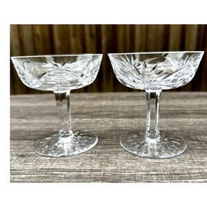 Waterford Crystal Ireland Retired Ashling Cut Tall Champagne/Sherbet-Set of 2